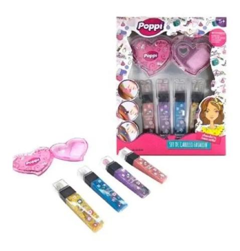 Mi Primer Set De Cabello Fashion Pinta Pelo Brillos Infantil 2