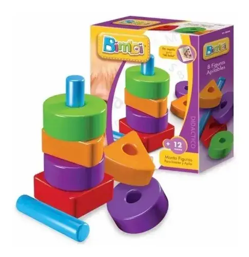 Monta Figuras Bimbi 8 Piezas Apilables Didáctico Bloques  Verde Oscuro 2