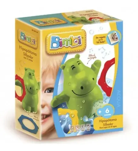 Hipopótamo Silbador Juguete Para El Agua Bebe Bimbi Bañera Verde 3