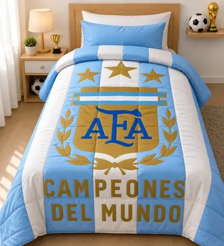 Acolchado Afa Selección Argentina Futbol 1 1/2 Palza Diseño 05