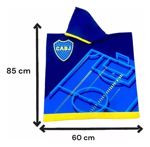 Poncho Toallon Infantil Futbol + Mochila Verano Playa Color Azul Boca 1 4