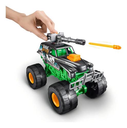 Zuru Metal Machines Monster Truck Wars Vehículo Luz Y Sonido Color Verde Personaje Bone 3