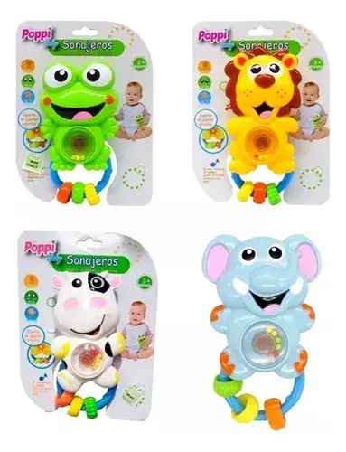 Sonajero Poppi Animales Con Luz Sonido Didactico Bebe Color Elefante Diseño Animal 3