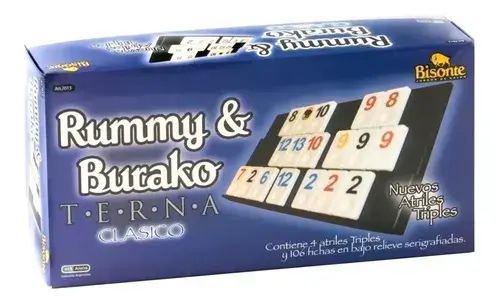 Rummy Burako Atriles Triple Terna Juego Mesa Clasico Bisonte
