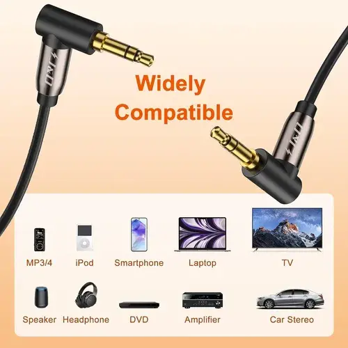 Cable Auxiliar J&d Jack 3,5mm 90° Macho A Macho 4,5 M Oro 6