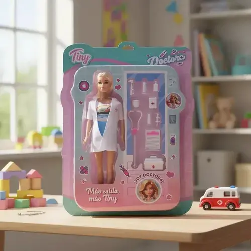 Muñeca Tiny Fantasy Doctora Articulada Coleccionable Con Accesorios Medicos Estetoscopio Jeringa Maletin De Juguete Regalo Infantil Niñas Juego De Rol Profesiones Super Cute Bebotes Silicona 10