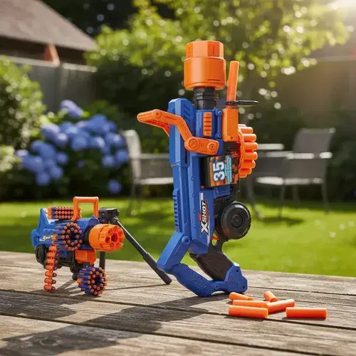 Pistola Ametralladora Motorizada Tira Humo Gigante X-shot Azul 5