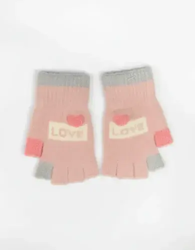Guantes Infantil Sin Dedos Para Niñas Invierno Abrigado Love 11