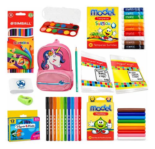 Kit Utiles + Mochila Escolar Jardin Preescolar Dino Unicorni 11