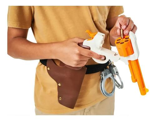 Set Vaquero, Pistola, Esposas Y Balas Con Luz Y Sonido Xshot Naranja Claro 2