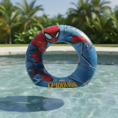 Salvavidas Flotador Inflable Spiderman Pileta Playa 56 Cm Rojo Y Azul 2