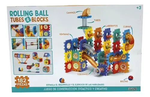 Bloques Armar Ditoys 182 Piezas Rolling Ball Tubes Y Blocks 4