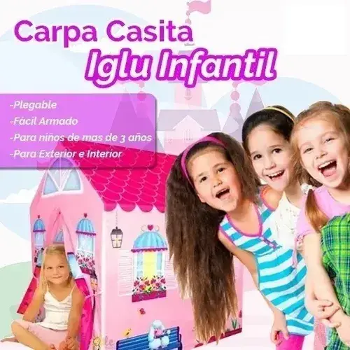 Carpa Casa Casita Castillo Hogar Princesa 100 Pelotas Premiu Rosa 5