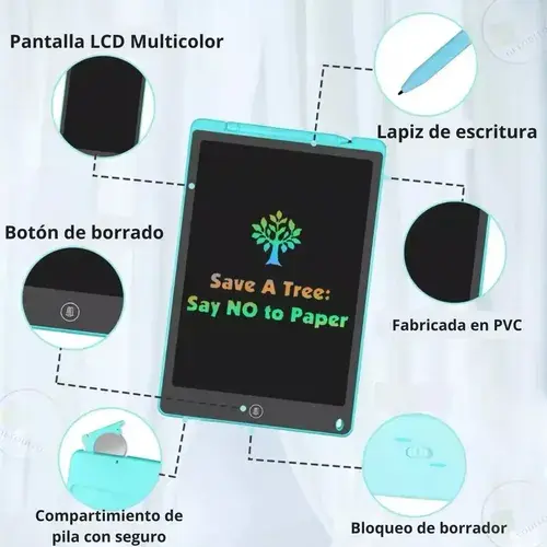 Tableta Pizarra Mágica 8.5 Escritura Dibujo Trazo Multicolor 8