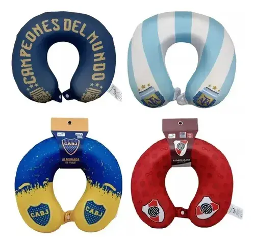 Cuello Viaje Almohada Viscoelastica Avion Micro Boca River Diseño De La Tela Fútbol 4