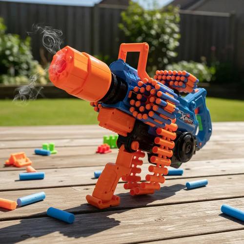 Pistola Ametralladora Motorizada Tira Humo Gigante X-shot Azul 2