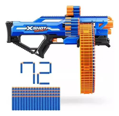 Ametralladora Arma Lanza Dardos Gigante 72 Dardos X-shot Mad Azul 3