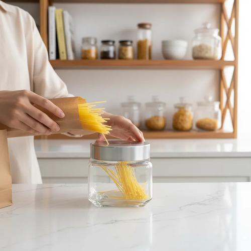 Frasco Vidrio Bajo Tapa Acero Hermética 750ml Cocina Vidrio 3
