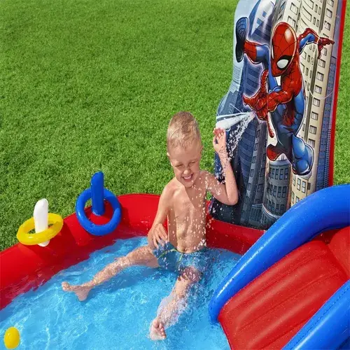 Pelotero Pileta Play Center Spiderman Tobogan + 300 Pelotas Spiderman 6