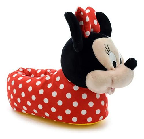 Pantufla Minnie Mickey Cerradas Abrigadas Peluche 3d Termica Rojo Y Negro Minnie 29 Al 32 2