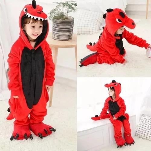 Pijama Dinosaurio Enterito Niños Suave Disfraz Abrigado Dino 12