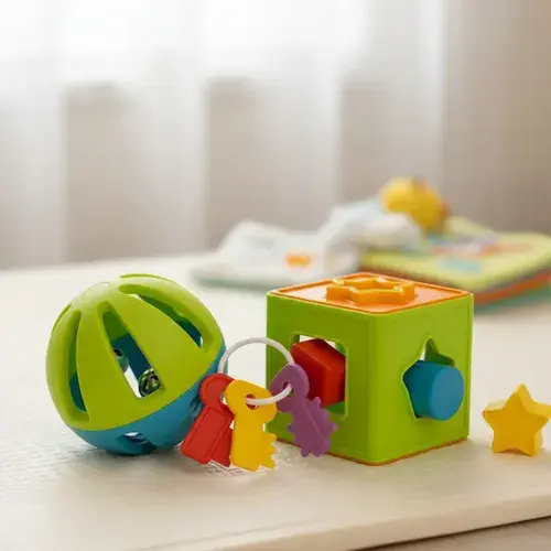 Set Didáctico 3 En 1 Sonajero + Cubo Encastres + Mordillo Multicolor 7