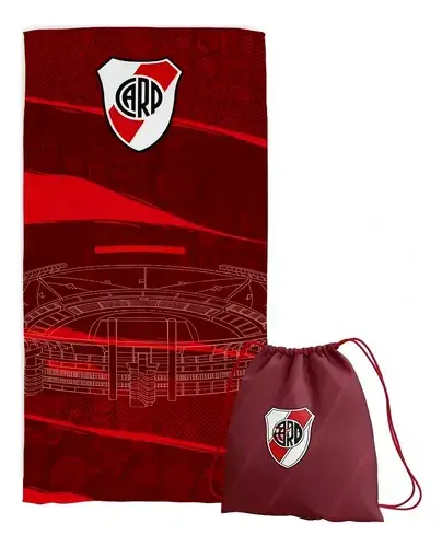 Toallon Playero Microfibra Seca Rapido River Plate + Mochila