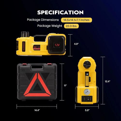 Gato Eléctrico Para Auto 3 En 1, 12v 5 Toneladas Portátil 2