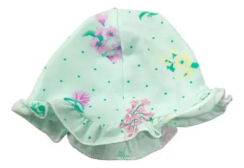 Conjunto Bebe Beba 3 Piezas Algodon Estampado Verde Agua Flores 0-2m 2