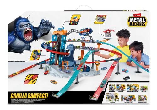 Pista De Ataque Gorila Gigante Metal Machine Con Lanzador Y Ascensor Para Niños Azul 11