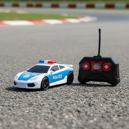 Auto A Control Remoto Policia Go Speed Maxima Velocidad Celeste Policía