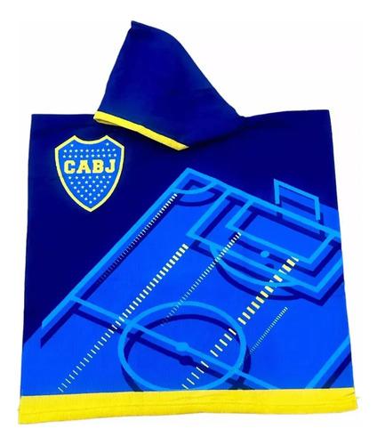 Poncho Toallon Infantil Futbol + Mochila Verano Playa Color Azul Boca 1 2