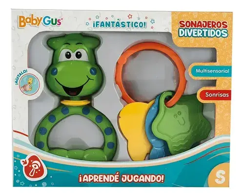 Set X 2 Sonajeros Divertidos De Plastico Para Bebe Jirafita Color Jirafa Verde Diseño Sonajero