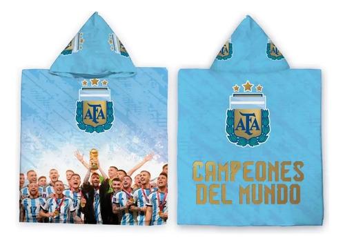 Poncho Microfibra Toallón Argentina Campeón 3 Estrella Messi 11