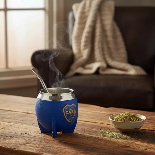 Mate Boca Juniors Con Bombilla Acero Inoxidable Licencia Ofi Azul Boca 4