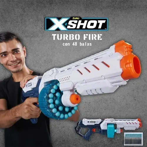 Ametralladora Gigante Turbo Fire Pistola Lanzadora 48 Dardos Vs 9