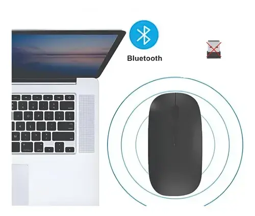 Mouse Inalámbrico Recargable Usb + Bluetooth 1200 Dpi 10 M Negro 6