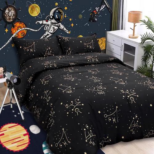 Funda Nórdica Zodiaco King Negra Estampado Constelaciones Negro 2
