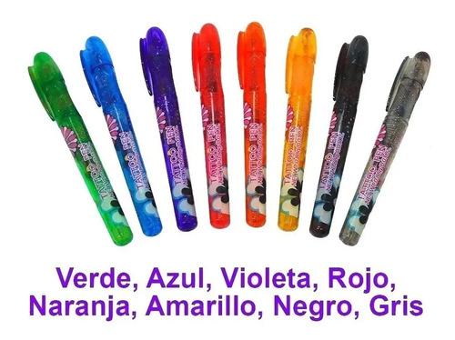 Set De Boligrafos Para Tatuajes Fashion X 8 + 6 Calcos Nena 2