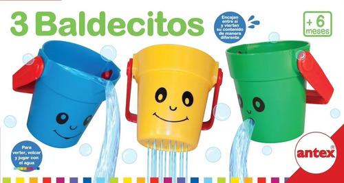 3 Baldecitos Para Jugar En El Agua Baño Infantil Bebes Antex Azul Amarillo Y Verde 2