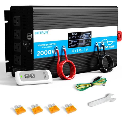Inversor De Onda Sinusoidal Pura 2000 Automóvil 12 V A 120 V