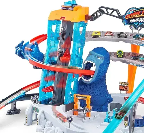Pista De Autitos Enorme Gigante Gorila Attack Metal Machine Azul 2
