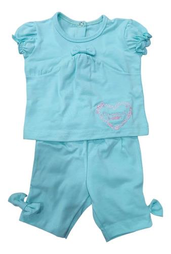 Conjunto Bebe Beba Remera + Short Con Corazon Y Moño 9