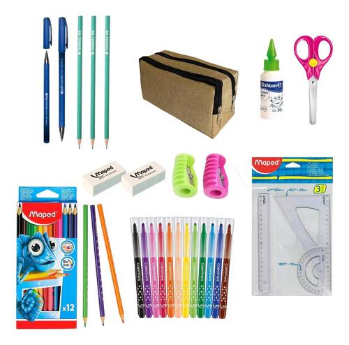 Combo Utiles Escolares + Cartuchera Kit Primaria Completo 12