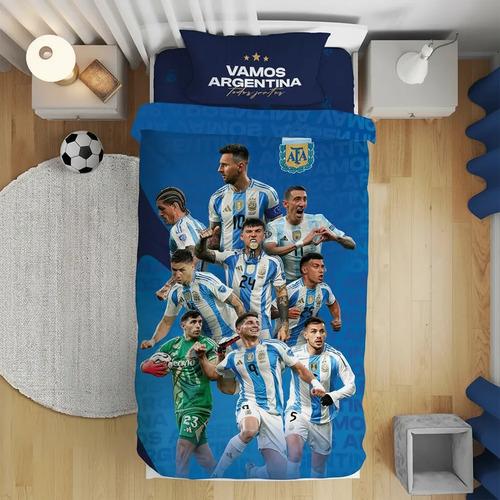 Juego De Sabana Afa Argentina Jugadores Campeones Del Mundo Azul Geométrico 3