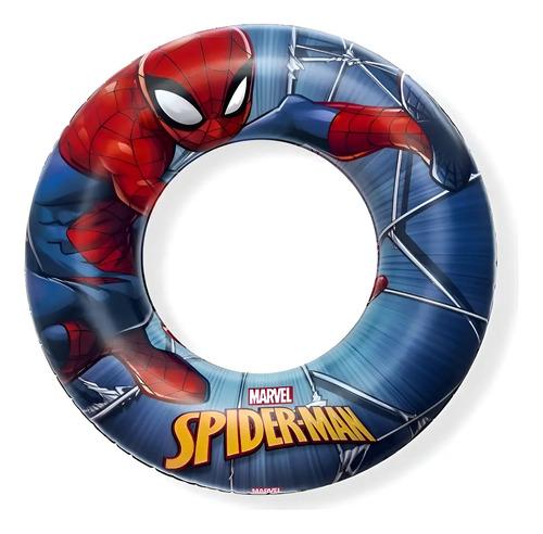 Salvavidas Flotador Inflable Spiderman Pileta Playa 56 Cm Rojo Y Azul