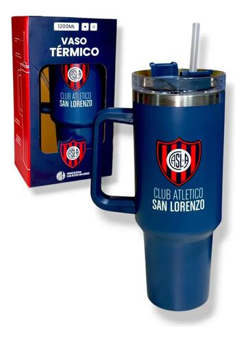 Vaso Térmico San Lorenzo Ciclon Cuervo 1.2l Cn Tapa Y Manija Azul San Lorenzo 4