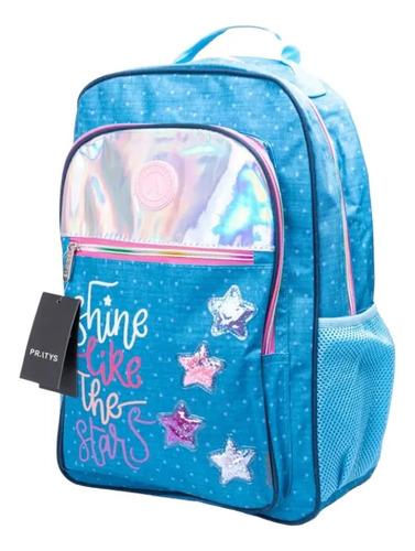 Mochila Escolar Nena Estrellas Brillante Primaria Impermable