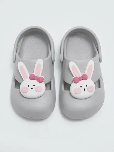 Sandalia De Verano Varios Colores Con Conejito Gris Sandalias De Goma Gris De Verano Para Niños Con Conejito 26-27