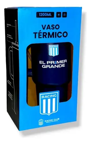 Vaso Térmico Racing Club Con Manija Y Tapa 1.2 L Licencia Of Azul Racing 5